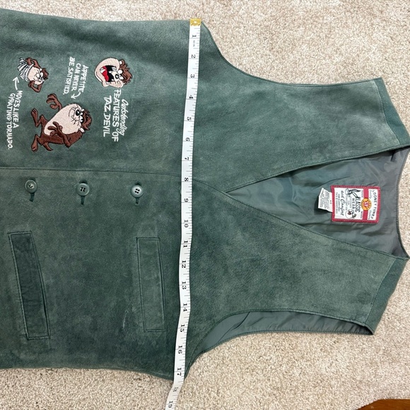 Vintage 90s Looney Tunes Tasmanian Devil Suede Vest X-Small Warner Brothers - Picture 9 of 10